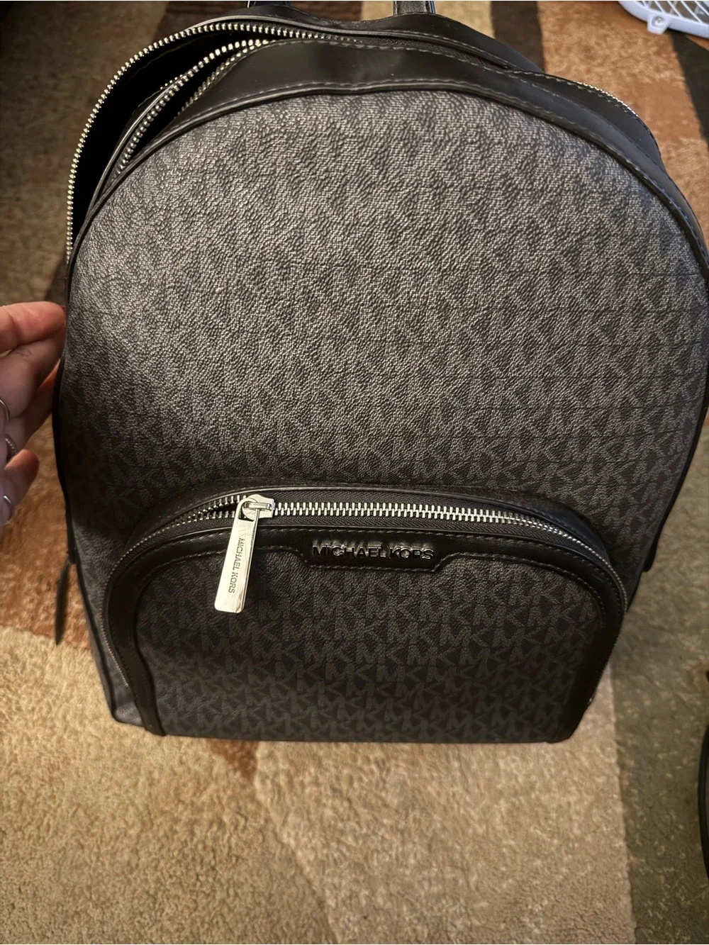 Michael Kors Black and Gray Logo Backpack